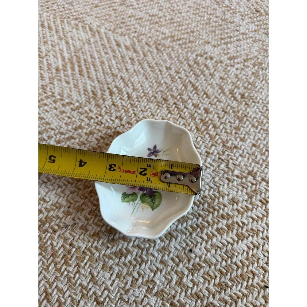 Small Scalloped Ceramic Floral Trinket Dish